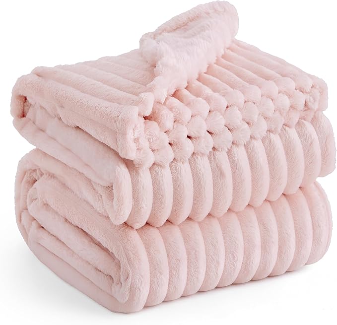 Bedsure GentleSoft Blankets Queen Size for Bed - Cozy Soft Blankets for Women, Cute Large Fleece Throws for Girls, Crystal Pink, 90x90 Inches - Bloomnest
