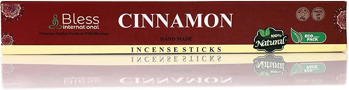 Bless-Cinnamon 100%-Natural-Handmade-Hand-Dipped-Incense-Sticks Organic-Chemicals-Charcoal-Free Purification-Relaxation-Positivity-Yoga-Meditation Best-Woods-Scent (25 Sticks (1.4 OZ)) BlessInternational