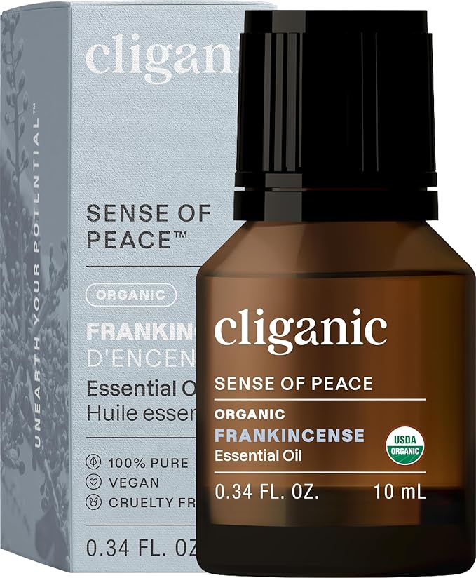 Cliganic Organic Frankincense Essential Oil - Boswellia Serrata, 100% Pure Natural Undiluted, for Aromatherapy | Non-GMO Verified (Packaging May Vary) Cliganic