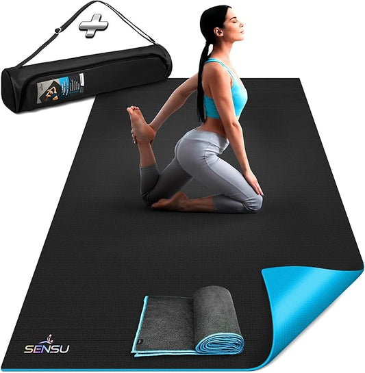 Sensu Large Yoga Mat – 6' x 4' x 9mm Extra Thick Yoga Mat for Men and Women – Non-Slip Surface for Extra Grip – Ideal for Hot Yoga, Pilates, Grounding and Meditation at Home or in Studios - Bloomnest