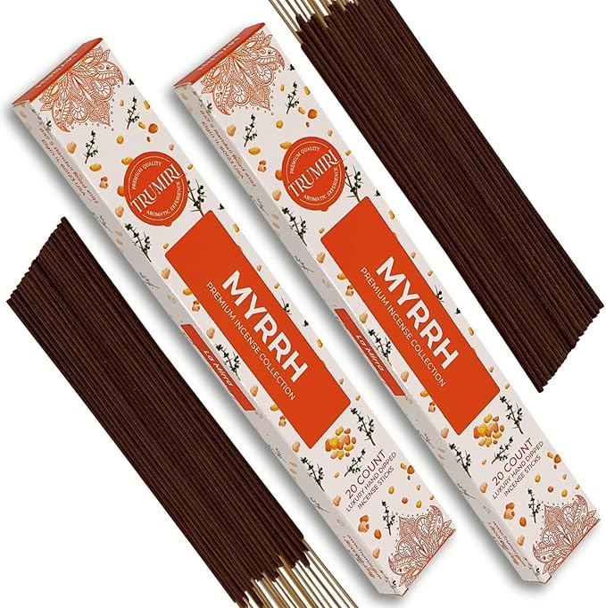 Myrrh Incense Sticks - Incienso de Mirra - Total 40 Insence-Sticks - Dual Pack of 20 Insense - Inciensos - Inscents - Natural Non Toxic Ingredients - Incents - Incence - Inscense TRUMIRI