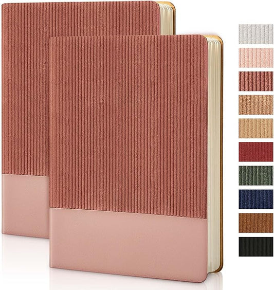 Lined Journal Notebook for Work College Ruled Note Book 5.79"x8.27"A5 PU Leather Daily Journaling 216 Pages for Women Men Writing Home School Supplies Business (Dark Pink 2pack) - Bloomnest