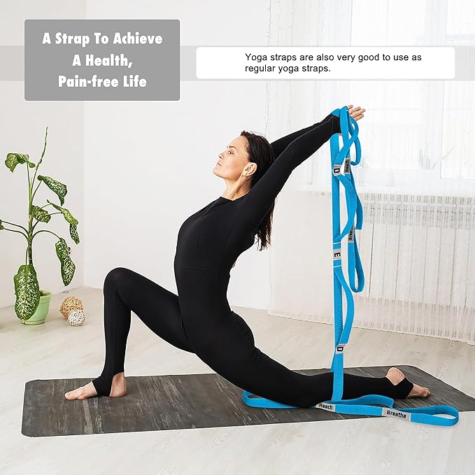 Stretching Strap Yoga Strap with 10 Loops, Non-Elastic Stretch Band for Physical Therapy, Flexibility, Exercise, Pilates, Dance & Gymnastics Workout - Bloomnest
