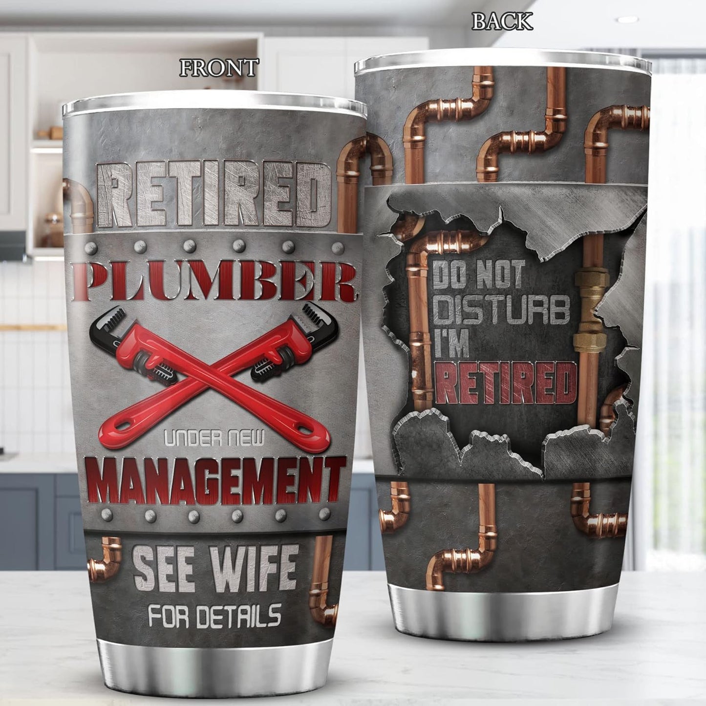 Do Not Disturb Im Retired Plumber Gifts For Men Stainless Steel Tumbler 20 Oz Funny Gag Gift For Husband Retirement Things For Plumbers Insulated Cup Plumbing Themed Gifts