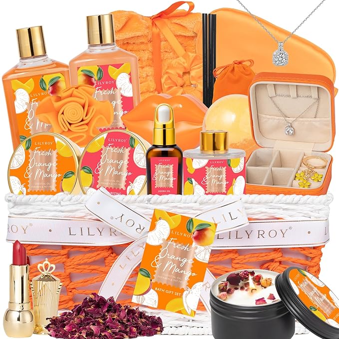 Valentines Day Gifts for Women Gift - 23-Piece Bath and Body Gift Basket Set for Women, Spa Gift Baskets, Bath Gift Set | Mothers Day Gifts for Mom, Christmas, Birthday, Holiday Gift Idea for Her
