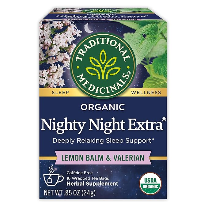 Traditional Medicinals Organic Nighty Night Extra Tea With Valerian Root for Relaxation, 16 Tea Bags (Pack of 1) - Bloomnest