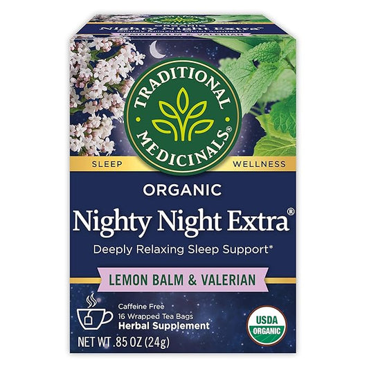 Traditional Medicinals Organic Nighty Night Extra Tea With Valerian Root for Relaxation, 16 Tea Bags (Pack of 1) - Bloomnest