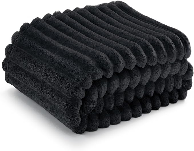 Bedsure GentleSoft Twin Blanket for Couch - Cozy Soft Blankets for Women, Cute Small Fleece Throws for Girls, Black, 60x80 Inches - Bloomnest