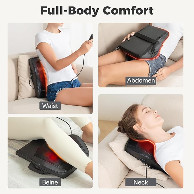 Neck and Back Massager for Pain Relief Deep Tissue with Heat, Shiatsu Shoulder Massager with Bi-Directional Rotating Head for Neck, Back, Shoulders, and Legs - Bloomnest
