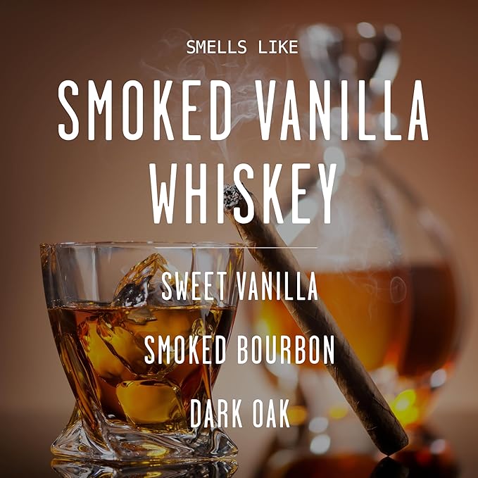 Smoked Vanilla Whiskey Candle - Scented Black Candles for Men or Women - Bourbon, Tobacco & Caramel Soy Wax Mens Candle - Infused w/Essential Oils | Long 50Hr Burn,9oz I Non Toxic I Made in USA - Bloomnest