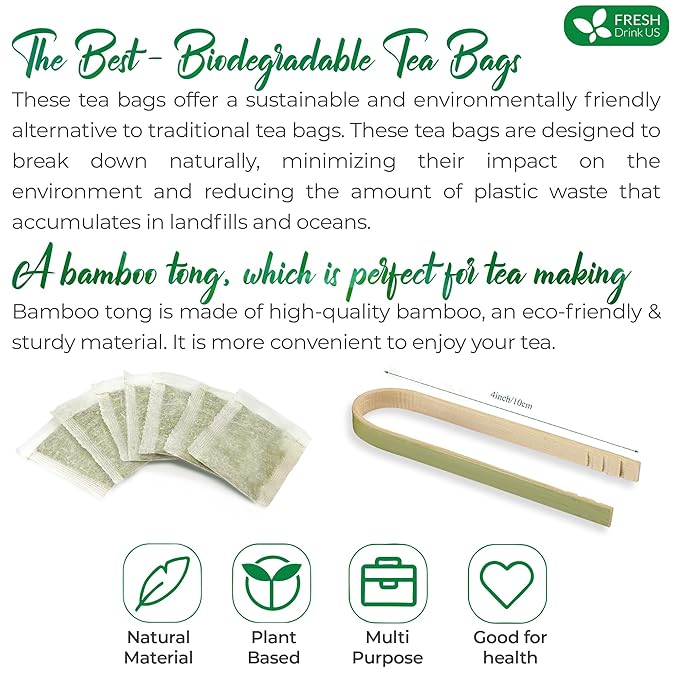FreshDrinkUS, Premium 30 Lotus Leaf Tea Bags, 100% Natural & Pure from Lotus Leaves. Loose Leaf Lotus Herbal Tea. Made with Eco-Conscious Tea Bags. No Sugar, No Caffeine, No Gluten, Vegan. - Bloomnest