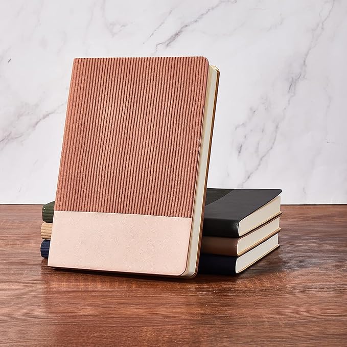Lined Journal Notebook for Work College Ruled Note Book 5.79"x8.27" A5 PU Leather Daily Journaling 216 Pages for Women Men Writing Home School Supplies Business (Darkgreen/Darkpink) - Bloomnest