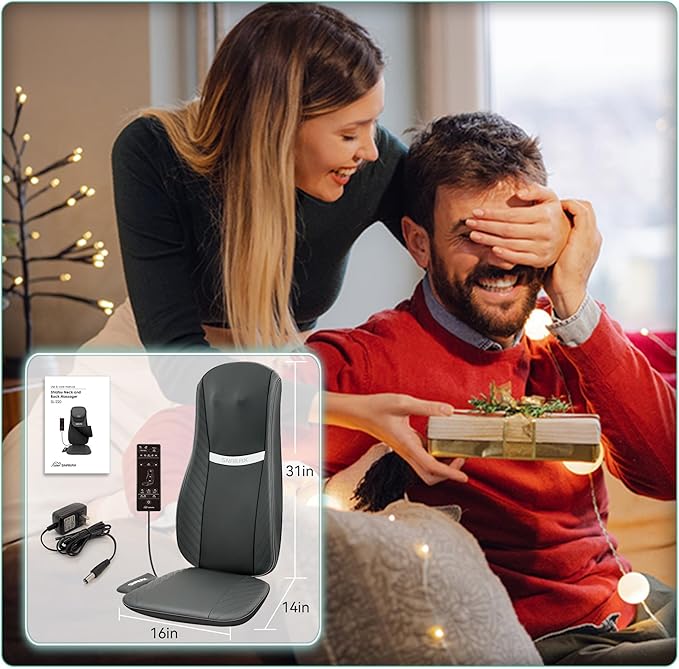 Snailax Upgraded Shiatsu Back Massager with Heat -Deep Kneading Massage Chair Pad with Adjustable Intensity,Full Body Massage Seat Cushion for Relaxation - Bloomnest