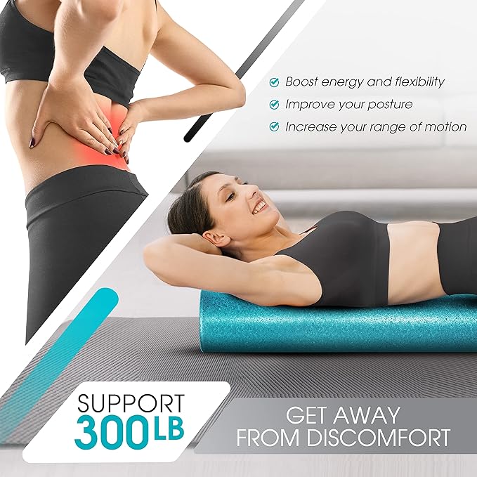 Yes4All High-Density EPP Round Back Roller Foam, Exercise Foam Roller for Yoga, Pilates & Stretching - 12, 18, 24, 36 inch - Bloomnest