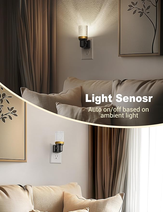 JandCase Night Light, Dimmable Night Lights Plug into Wall, Auto On/Off Light Sensor Nightlight, 5000K Daylight White 0-100LM Brightness LED Night Light, Bathroom Hallway Bedroom Decoration - Bloomnest