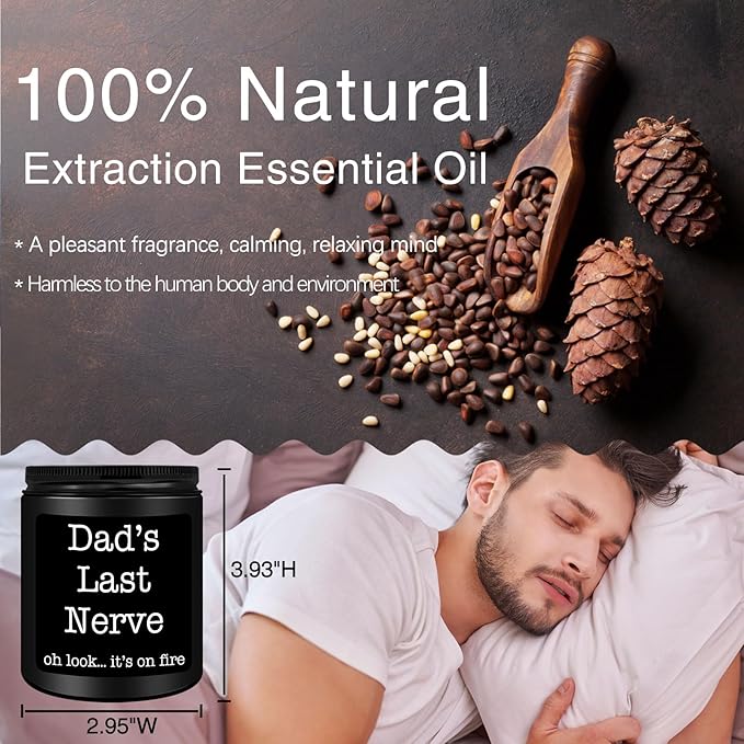 Homsolver Dad Gifts from Daughter Son, Gift for Dad Who Wants Nothing, Birthday Fathers Day Christmas for Stepdad Adoptive Father, Dad's Last Nerve Sandalwood Scented Candle