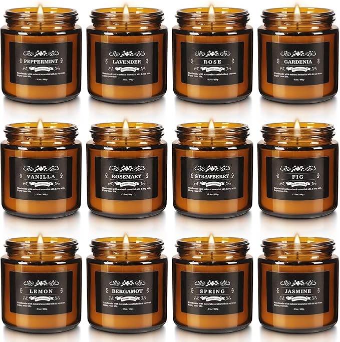 12 Pcs Scented Candles with Added Natural Essential Oils, 3.05oz, Suitable for Various Festivals, Parties, Yoga, and Home Scene - Bloomnest