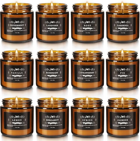 12 Pcs Scented Candles with Added Natural Essential Oils, 3.05oz, Suitable for Various Festivals, Parties, Yoga, and Home Scene - Bloomnest