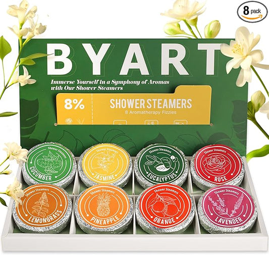 Shower Steamers Aromatherapy, 8% Natural Essential Oils, Women/Men Spa Steamer, Lingering Intense Aroma, Soothing Stress Relief, Body&Soul Relaxing Bath Bombs, Stocking Stuffer for Friend/Family - Bloomnest