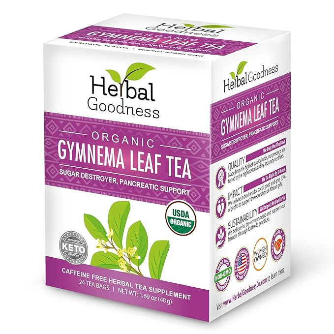 Gymnema Leaf Tea | 100% Organic Herbal Tea for Healthy Metabolism | Natural Sweet Cravings Support | Caffeine-Free, Keto-Friendly, Vegan, Gluten & GMO-Free | 24 Unbleached Tea Bags - Bloomnest