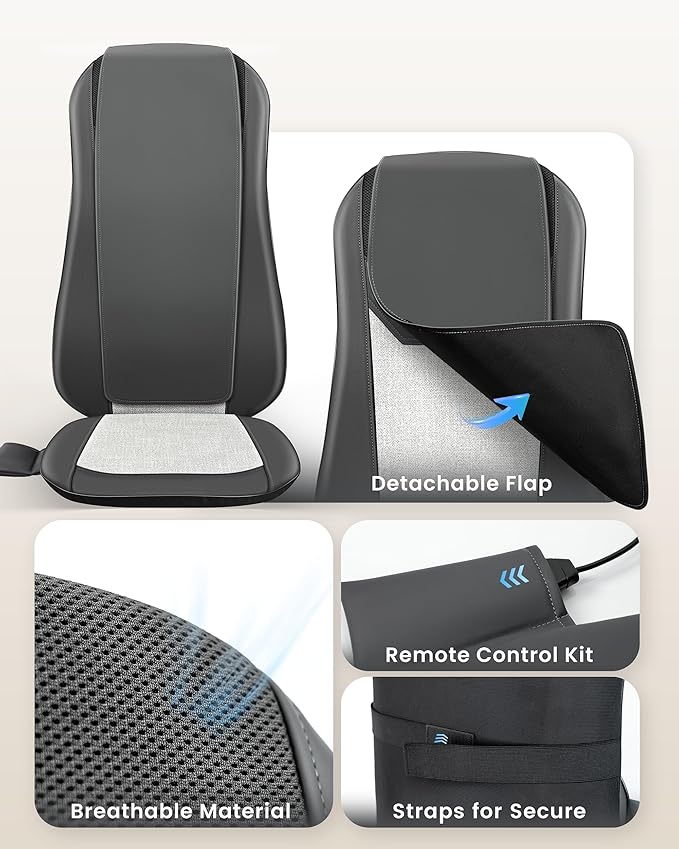 COMFIER Back Massager with Heat,Full Back Massager for Chair with 2 Shiatsu Speeds,Heated Chair Massage Pad with Spot,Massage Seat Pad for Home Office use,Gifts for Women Men Mom Dad - Bloomnest