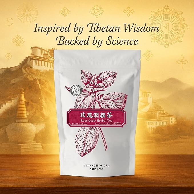 Rose Glow Herbal Blend | natural Herbal Tea With Rose, Goji Berry, Jujube, and Lily | Calming Floral Infusion and Relaxing Beverage | Includes 5 natural Tea Bags for Mindful Sipping