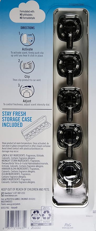 Febreze Mixed Scents Air Freshener, 5 Car Vent Clips, 5 Count (Pack of 1) - Bloomnest