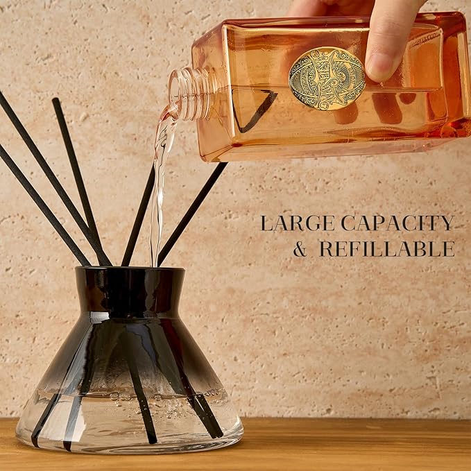M&SENSE 10.14 oz Large Reed Diffuser Set | Eucalyptus Mint Scent Oil Diffuser with Sticks | Hotel Collection Non-Toxic Essential Oil |for Bedroom Bathroom Living Room MSENSE