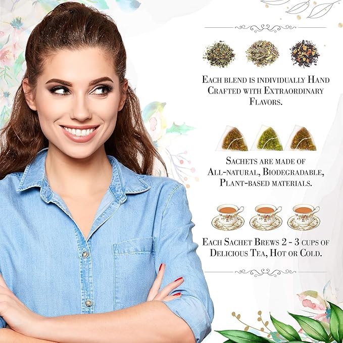 Orange Almond Black Tea by La Tea Dah, Gourmet Almond Tea Made with Black Tea Leaves, and Orange Peel, Blended in the USA, Perfect Tea Gift, Contains Caffeine (12 Sachets) - Bloomnest
