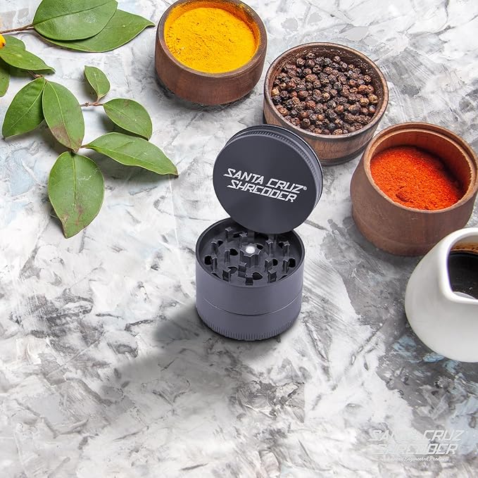 Santa Cruz Shredder Metal Spice Grinder Made in USA (Medium (2.2 Inch), Grey) - Bloomnest