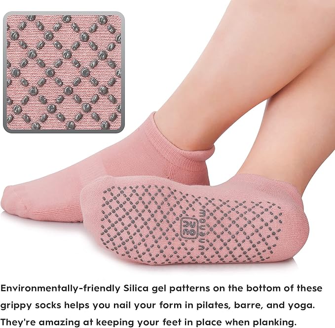 unenow Unisex Non Slip Grip Socks with Cushion for Yoga Pilates Barre Home & Hospital - Bloomnest