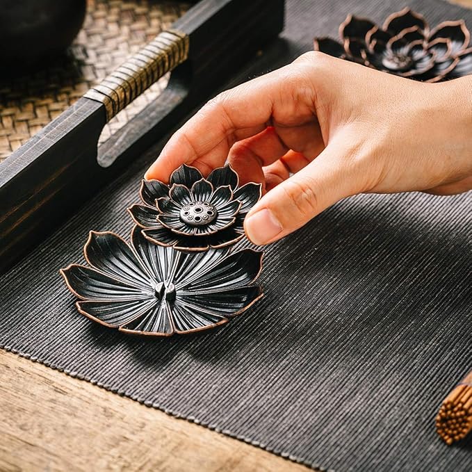 Brass Lotus Incense Holder, Incense Sticks Burner, Incense Ash Catcher, 3 Pack - Bloomnest