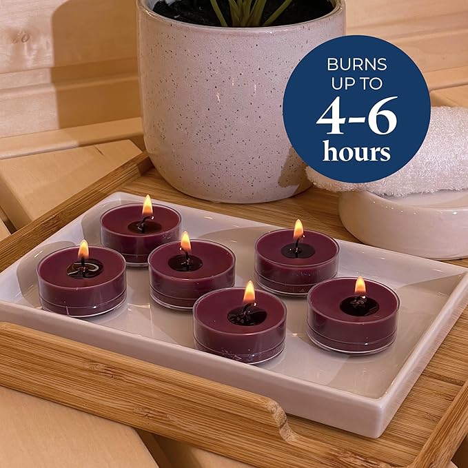 PartyLite Gift Set of 12 Universal Tea Lights, Mulberry Scented, Notes of Black Currant, Sweet BlackBerry, Juicy Mulberry & Pomegranate, 4-6 Hour Burn Time, Luxurious & Rich, Perfect for Gifting - Bloomnest