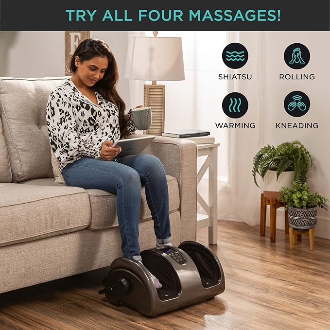 Best Choice Products Heated Shiatsu Foot Massager for Pain Relief, Plantar Fasciitis, Neuropathy, Blood Circulation w/Compact Design - Gray - Bloomnest
