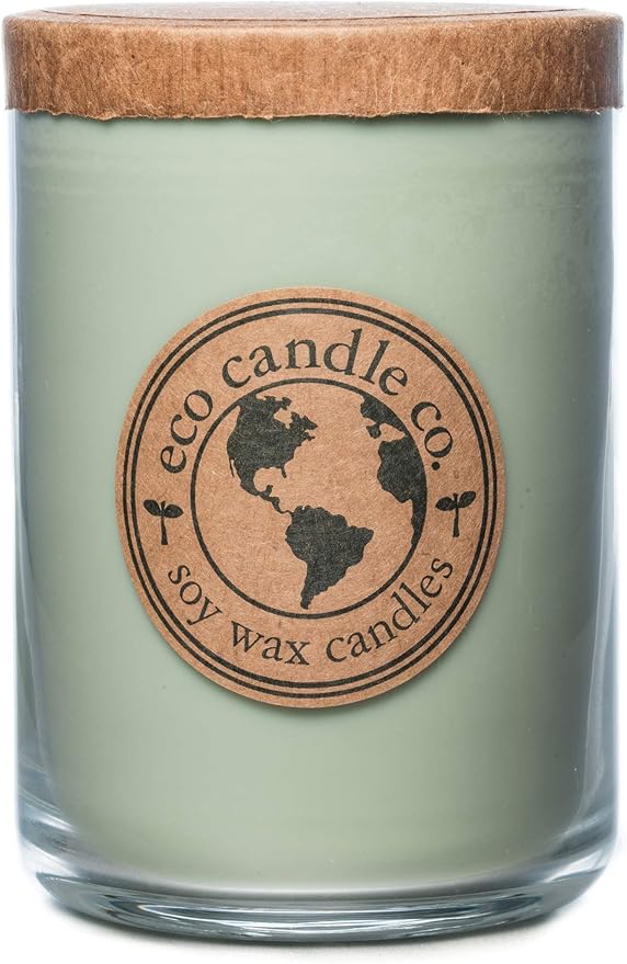 ECO CANDLE CO. Recycled Candle, Eucalyptus Sage, 26 oz. - Scents of Eucalyptus, Sandalwood, Rosemary, & Sage - 100% Soy Wax, No Lead, Kraft Paper Label & Lid, Hand Poured, Midwest Grown Soybeans - Bloomnest