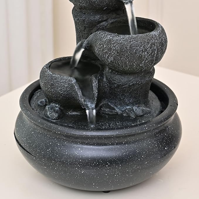 Tabletop Fountain Indoor Waterfall Meditation Fountain,Desktop Water Feature with LED Light for Home Office Bedroom Relaxation (26003) - Bloomnest