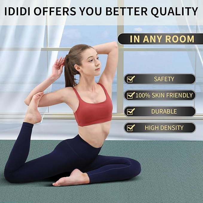 Large Yoga Mat (6'x 4') - Extra Long and Wide 72 x 48 inches, Non-Slip POE Fitness Mat, Eco-Friendly, Thick Wide Exercise Mat for Home Workouts,Ideal for Yoga and Pilates.