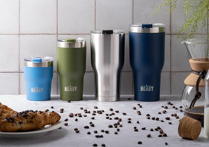 Beast 20 oz Tumbler Stainless Steel Vacuum Insulated Coffee Ice Cup Double Wall Travel Flask (Army Green) - Bloomnest