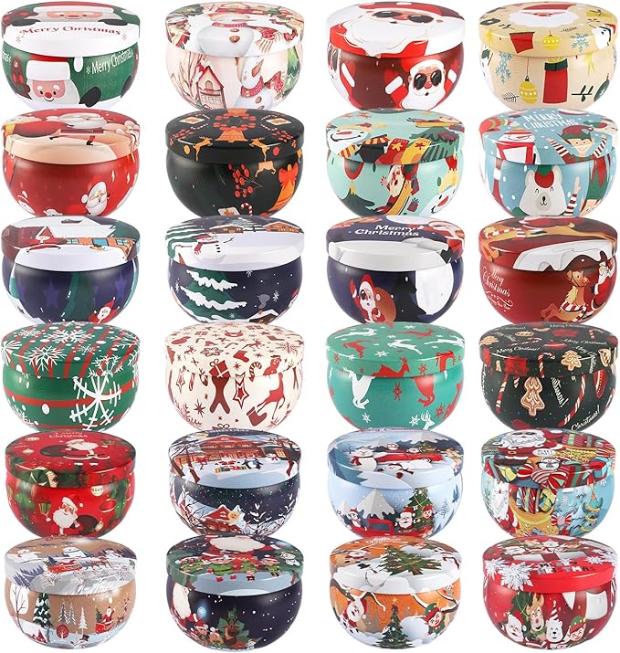 24 Pack Christmas Scented Candles - Natural Soy Wax Advent Candles, Smokeless Clean Burning with Cotton Wick, 2.5oz Mini Jar Candles for Holiday Gifts, Home Decor & Christmas Party Favors - Bloomnest