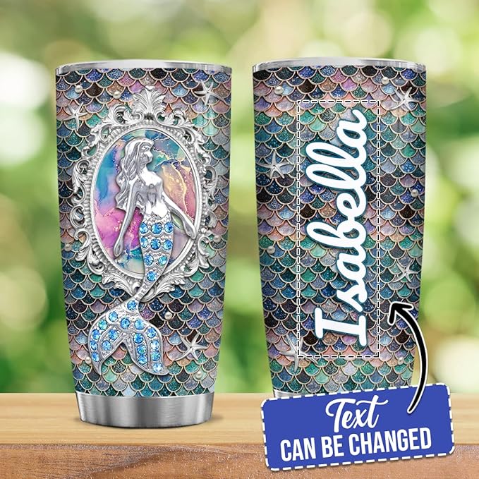 winorax Mermaid Gifts For Women Girls Personalized Mermaids Tumblers Jewelry Drawing Stainless Steel Insulated Coffee Mug Cup With Lid 20oz 30oz Birthday Christmas Mothers Day Custom Tumbler Gift - Bloomnest