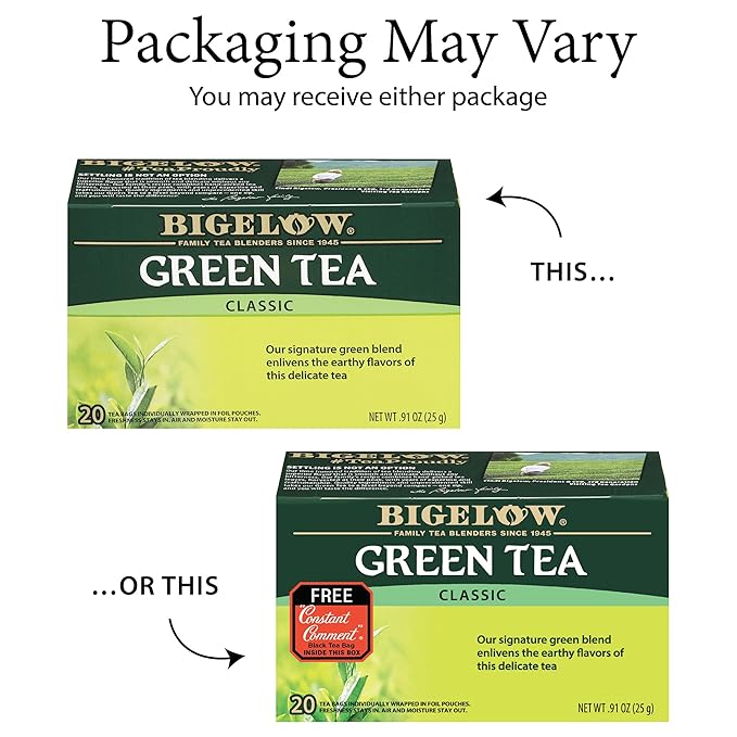 Bigelow Tea Classic Green Tea, Caffeinated Tea, 20 Count Box (Pack of 6), 120 Total Tea Bags - Bloomnest