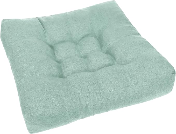 Sage Green Square Floor Pillow Meditation Cushions, Large Floor Sitting 22"x22"x4.6", Tufted Cushions for Yoga Living Room Tatami Home Decor 1 Pack - Bloomnest
