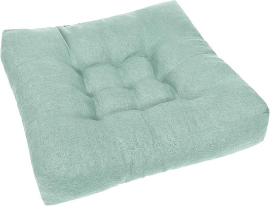Sage Green Square Floor Pillow Meditation Cushions, Large Floor Sitting 22"x22"x4.6", Tufted Cushions for Yoga Living Room Tatami Home Decor 1 Pack - Bloomnest