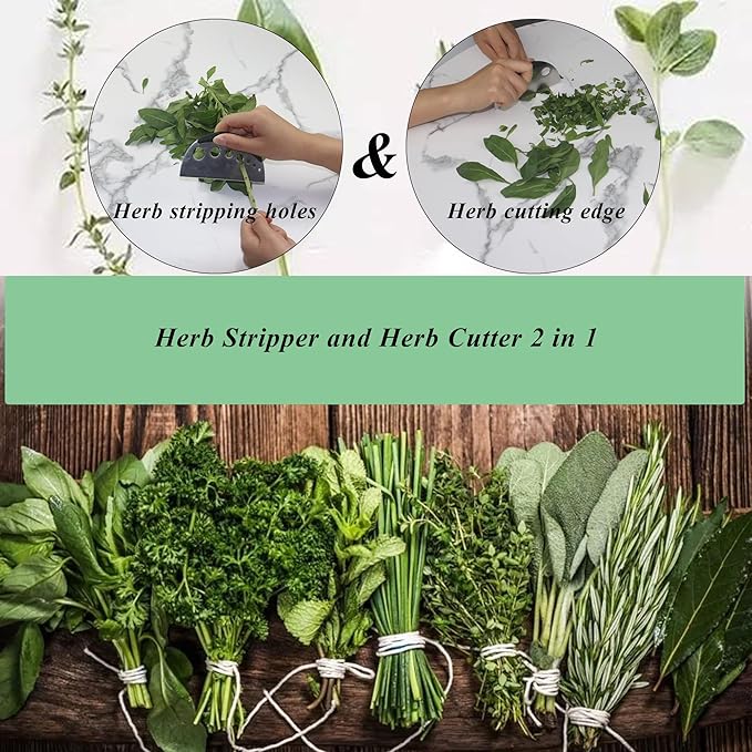 Herb Stripper and Herb Cutter 2 in 1,Herb Stripping Tool Herb Chopper Cilantro Chopper Best Kitchen Gadgets Presents for RV Owners Campers Chefs and Cooking Lovers,1PCS,Black,Stainless Steel - Bloomnest