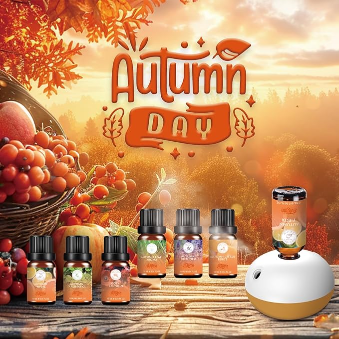 Fall Essential Oils Set - Pure Plant Extracts, Oil Diffuser Essential Oils, Essential Oils for Diffusers for Home, Includes Citrus Burst, Freshness, Cozy Reunion, Fiesta, Leaf Aroma, Aromatic WECONA-NaturalRemedies