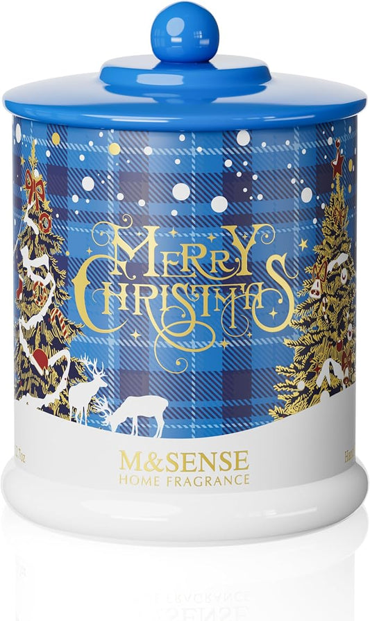 M&SENSE 2 Wick Winter Snowflake Scented Candle, Soy Wax Non Toxic Jar Candle,2 Wick 12.7oz 75 Hour Long Lasting Slow Burning,Christmas Candles, Christmas Home Decor - Bloomnest