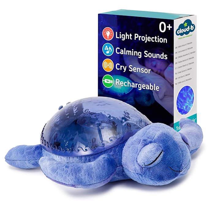 Cloud b Ocean Projector Nightlight with 2 White Noises & 2 Soothing Sounds | Adjustable Settings | Cry Sensor | Tranquil Turtle - Ocean (Rechargeable) - Bloomnest