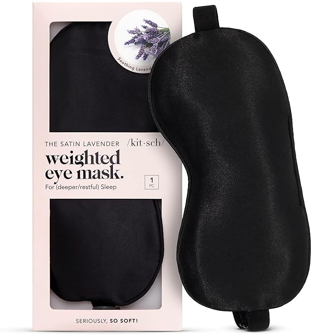 Kitsch Weighted Satin Sleep Mask - Weighted Eye Mask for Sleeping and Travel - Lavender Sleeping Mask for Women and Men - Light Blocking, Adjustable Strap, Ultra-Soft (4.1oz/116g) - Bloomnest
