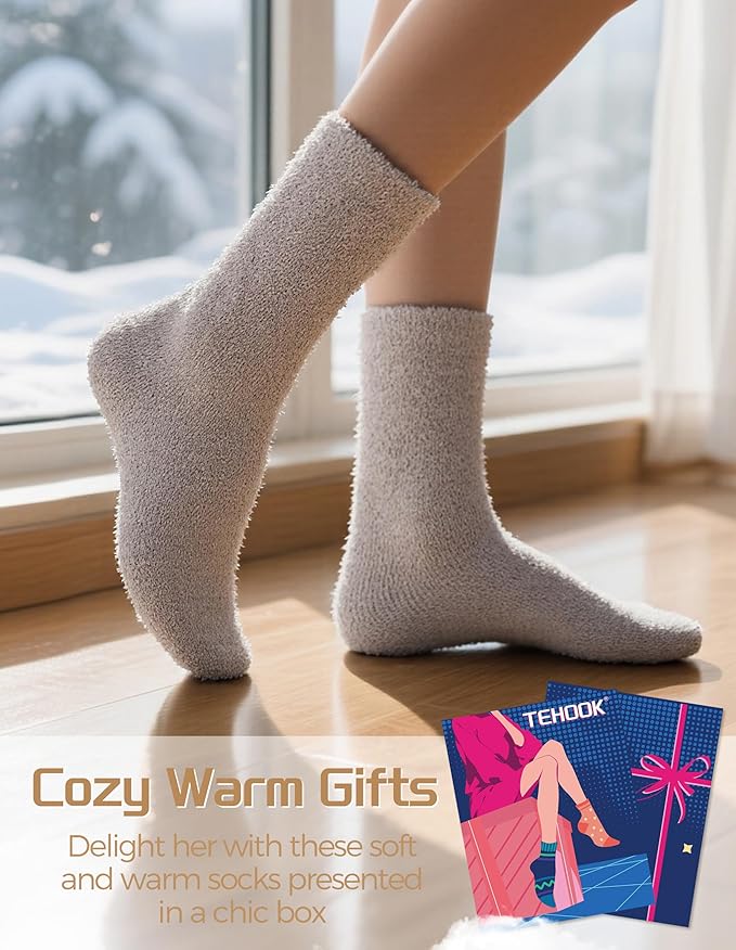TEHOOK Warm & Cozy Valentines Gifts for Women, Fluffy Fuzzy Plush Sleeping Slipper Socks - Soft Warm Fabric - Bloomnest