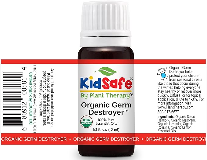 Plant Therapy KidSafe Organic Destroyer Essential Oil Blend 10 mL (1/3 oz) 100% Pure, Undiluted, Therapeutic Grade PlantTherapy